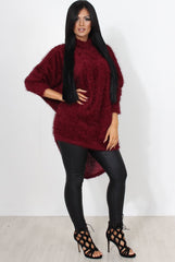 Carrie Wine Drooped Back Knitted Jumper-Knitwear