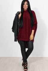 Carrie Wine Drooped Back Knitted Jumper-Knitwear