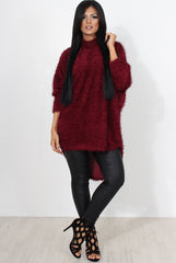 Carrie Wine Drooped Back Knitted Jumper-Knitwear