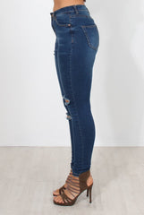 Carris Dark Wash Ripped Jeans-Jeans