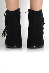 Casey Black Suede Tassel Boots-Boots
