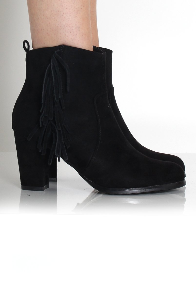 Casey Black Suede Tassel Boots-Boots