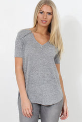 Cat Grey Zip Detail Top-Tops