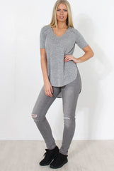 Cat Grey Zip Detail Top-Tops
