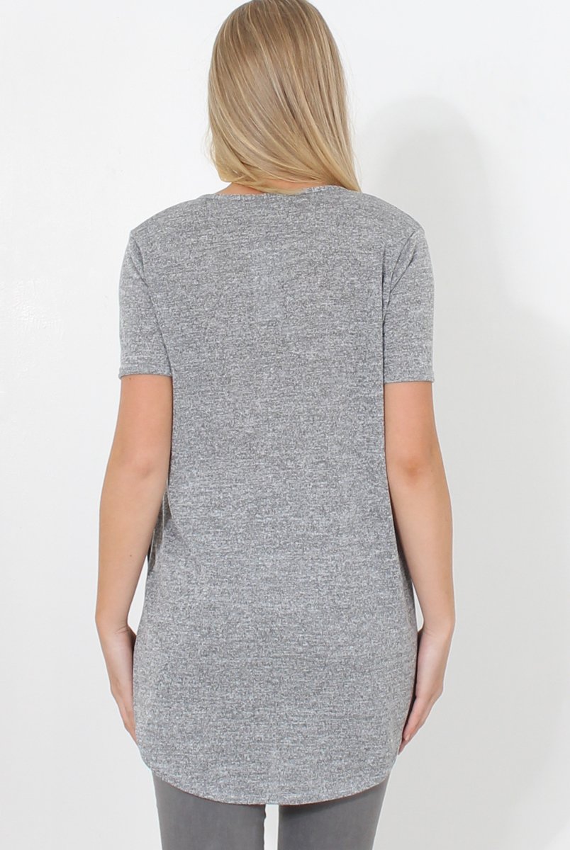 Cat Grey Zip Detail Top-Tops