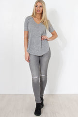 Cat Grey Zip Detail Top-Tops