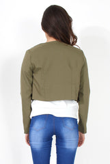 Cat Khaki Crop Jacket-Jackets