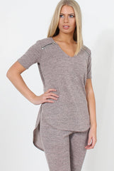 Cat Pink Zip Detail Top-Tops