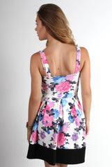 Catalina Pink And White Floral Skater Dress-Dresses