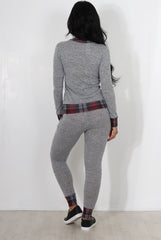 Cathie Grey Tartan Trim Loungewear-Loungewear