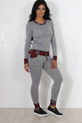 Cathie Grey Tartan Trim Loungewear-Loungewear
