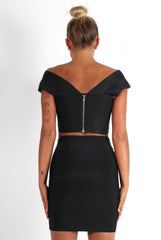 Ceanna Black Bandage Cross Front Two Piece-Co-ords