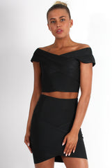 Ceanna Black Bandage Cross Front Two Piece-Co-ords