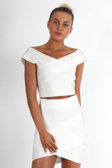 Ceanna White Bandage Cross Front Two Piece-Co-ords