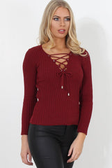 Ceanna Wine Tie Front Top-Tops