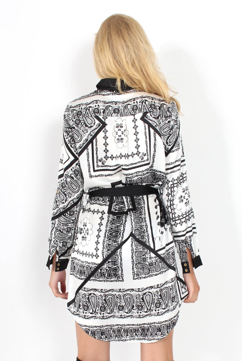 Celine Black Paisley Print Shirt Dress-Dresses