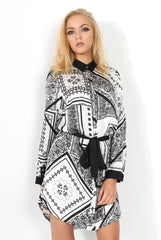 Celine Black Paisley Print Shirt Dress-Dresses