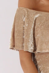 Champagne Crushed Velvet Frill Dress - Esmy-Dresses
