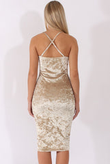 Champagne Crushed Velvet Harness Midi Dress - Chanel-Dresses