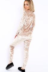 Champagne Crushed Velvet Tracksuit - Romy-Tracksuits