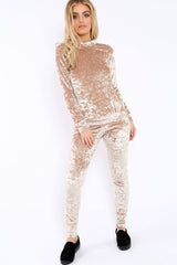 Champagne Crushed Velvet Tracksuit - Romy-Tracksuits