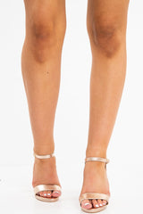 Champagne Patent Snake Block Heel - Alexys-Heels