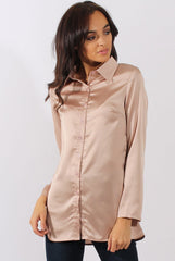 Champagne Satin Shirt - Alaina-Shirts