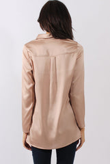 Champagne Satin Shirt - Alaina-Shirts