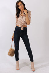 Champagne Satin Shirt - Alaina-Shirts