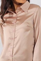 Champagne Satin Shirt - Alaina-Shirts