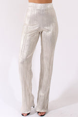 Champagne Super High Waisted Pleated Trousers - Narla-Trousers