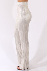 Champagne Super High Waisted Pleated Trousers - Narla-Trousers