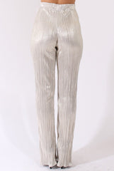 Champagne Super High Waisted Pleated Trousers - Narla-Trousers