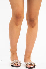 Champagne Western Buckle Sliders - Abiella-Sliders