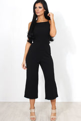 Chantelle Black High Neck Culotte Jumpsuit-Jumpsuits