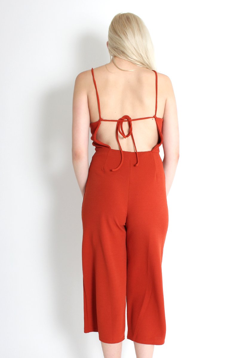 Chantelle Rust High Neck Culotte Jumpsuit-Jumpsuits