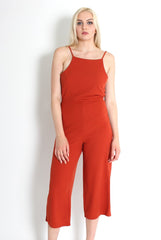 Chantelle Rust High Neck Culotte Jumpsuit-Jumpsuits