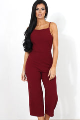 Chantelle Wine High Neck Culotte Jumpsuit-Jumpsuits
