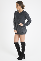 Charcoal Acid Wash Jumper Dress - Cheryl-Jumper