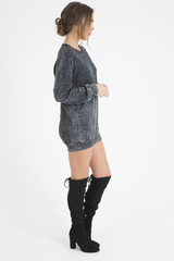 Charcoal Acid Wash Jumper Dress - Cheryl-Jumper