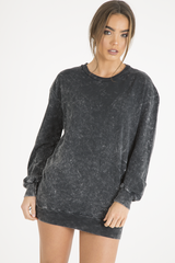 Charcoal Acid Wash Jumper Dress - Cheryl-Jumper