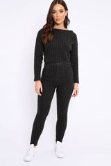 Charcoal Cable Knit Loungewear Co-ord - Anha-Knitwear