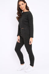 Charcoal Cable Knit Loungewear Co-ord - Anha-Knitwear