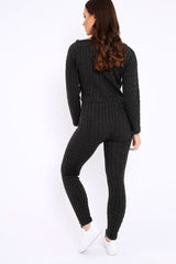 Charcoal Cable Knit Loungewear Co-ord - Anha-Knitwear