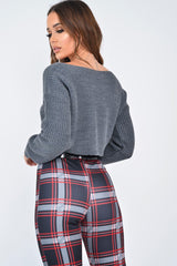 Charcoal Chunky Knit Cropped Jumper - Jasmin-Crop Jumper