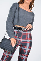 Charcoal Chunky Knit Cropped Jumper - Jasmin-Crop Jumper