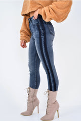 Charcoal Contrast Denim Skinny Jeans - Neriah-Jeans