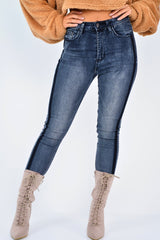 Charcoal Contrast Denim Skinny Jeans - Neriah-Jeans