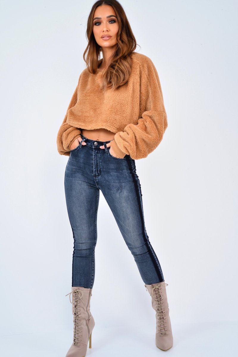 Charcoal Contrast Denim Skinny Jeans - Neriah-Jeans