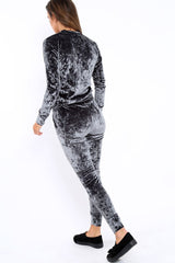 Charcoal Crushed Velvet Tracksuit - Romy-Tracksuits